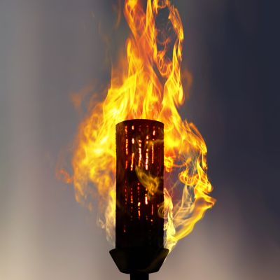 burning torch at night